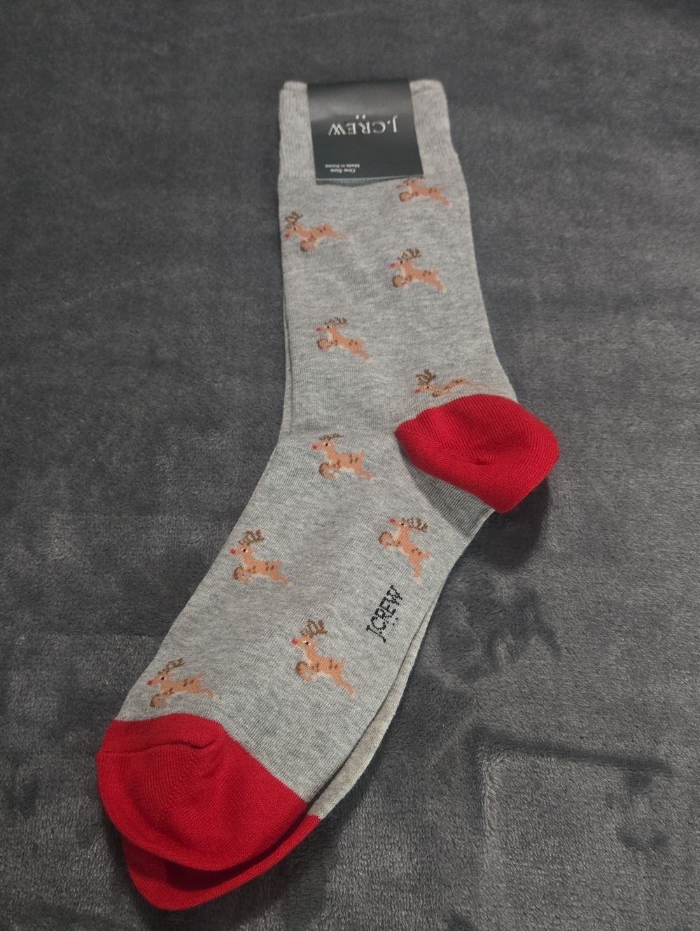 J. Crew Rudolph Reindeer Socks Red And Gray One Size